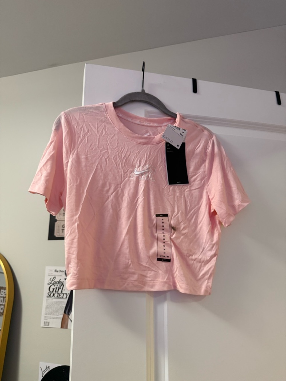 Nike Light Pink Cropped Logo Tee